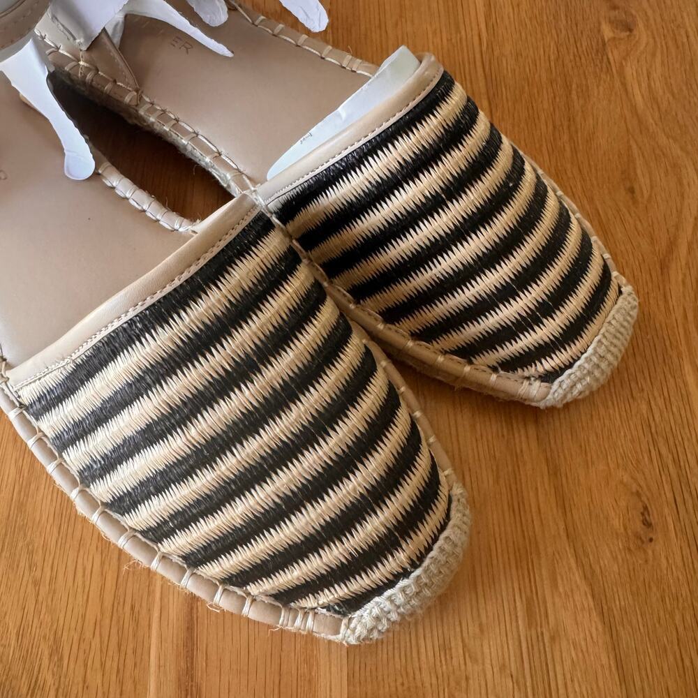 NWT Marc Fisher Bessie Espadrille Flat Black Beige Stripe Size 9 - Picture 5 of 11